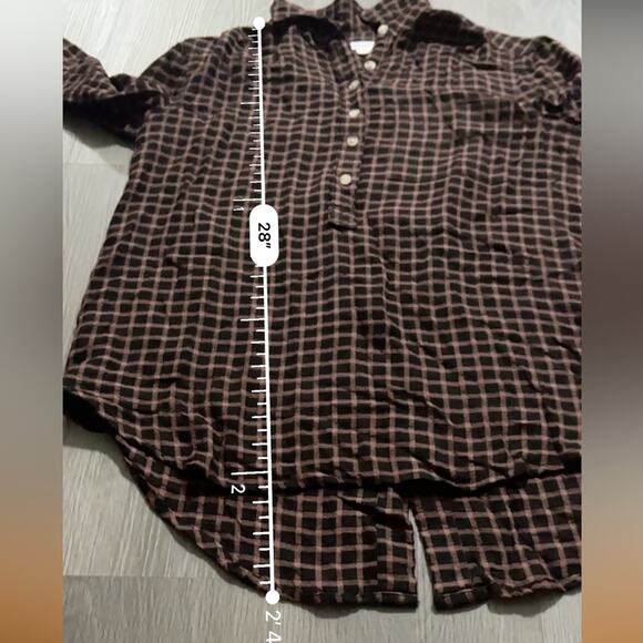 Beach Lunch Lounge Black & Coral Long Sleeve Half Button‎ Down Shirt Size S - Picture 9 of 9